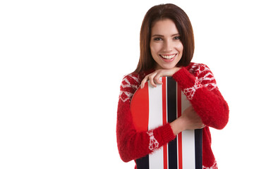 Fototapeta premium Woman with a snowboard