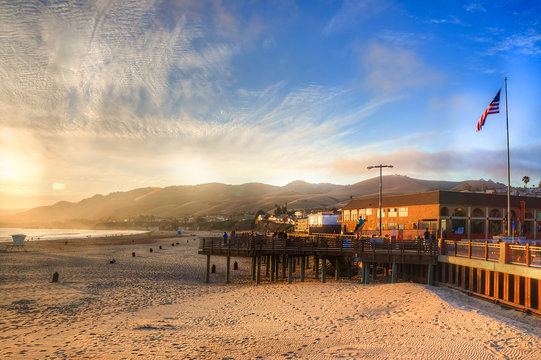 Sun Setting On Pismo Beach Pier