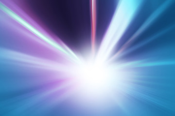 Obraz premium Abstract blurred tunnel cyan blue and purple color lights. Acceleration speed motion blur with shiny light effect. Motion blur visualizies the speed and dynamics.