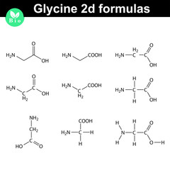 Glycine chemical structures, different styles