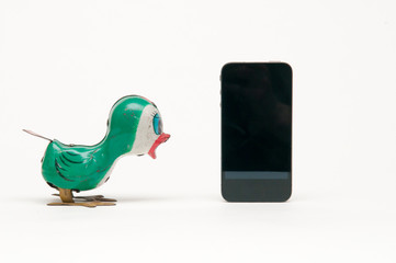 communications concept with vintage toys