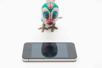 communications concept with vintage toys