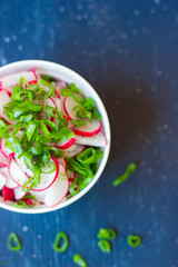 The concept of healthy eating fresh vegetable salad radishes