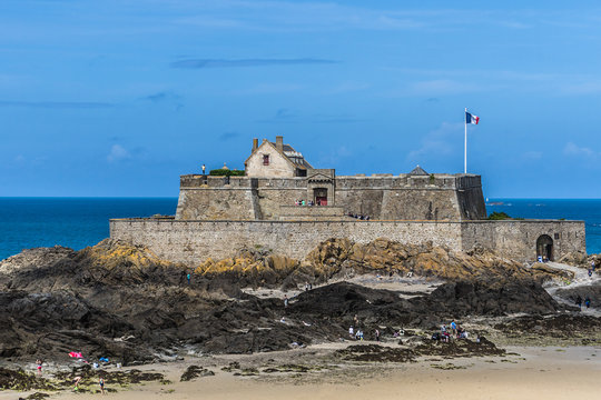 "Fort National" - fortress on tidal island in Saint-Malo, France