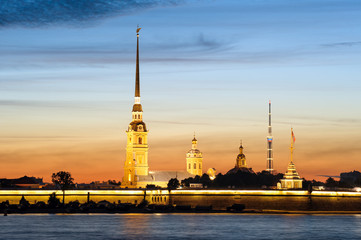Fototapeta premium Peter and Paul Fortress during White Nights season, St Petersburg, Russia