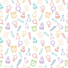 Back to school hand drawn colorful pattern.