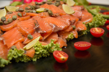  Salmon fresh and pickled on board.