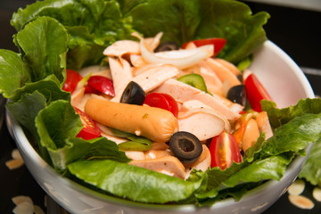  mixed vegetable salad with tomatoes, cucumbers, peppers sliced