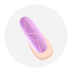 Nageldesign-Lila mit Strich und Punkte