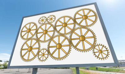 Teamwork concept on a billboard