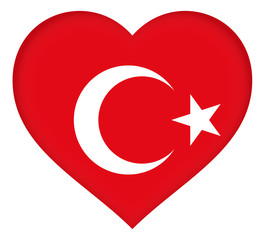 Illustration of the flag of Turkey shaped like a heart