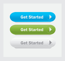 Set of vector web interface oval buttons. Get started.