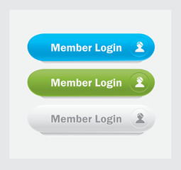 Set of vector web interface oval buttons. Member login.
