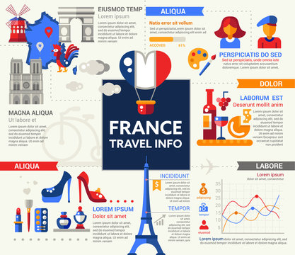 France Travel Info - poster, brochure cover template