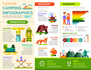 Camping Infographics - poster, brochure cover template