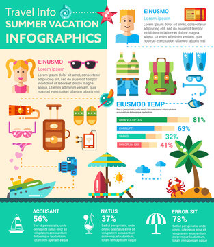 Summer Vacation Infographics - poster, brochure cover template