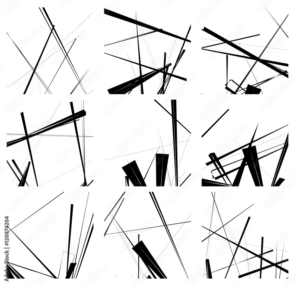 Poster random lines artistic element / pattern set. non figural monochr