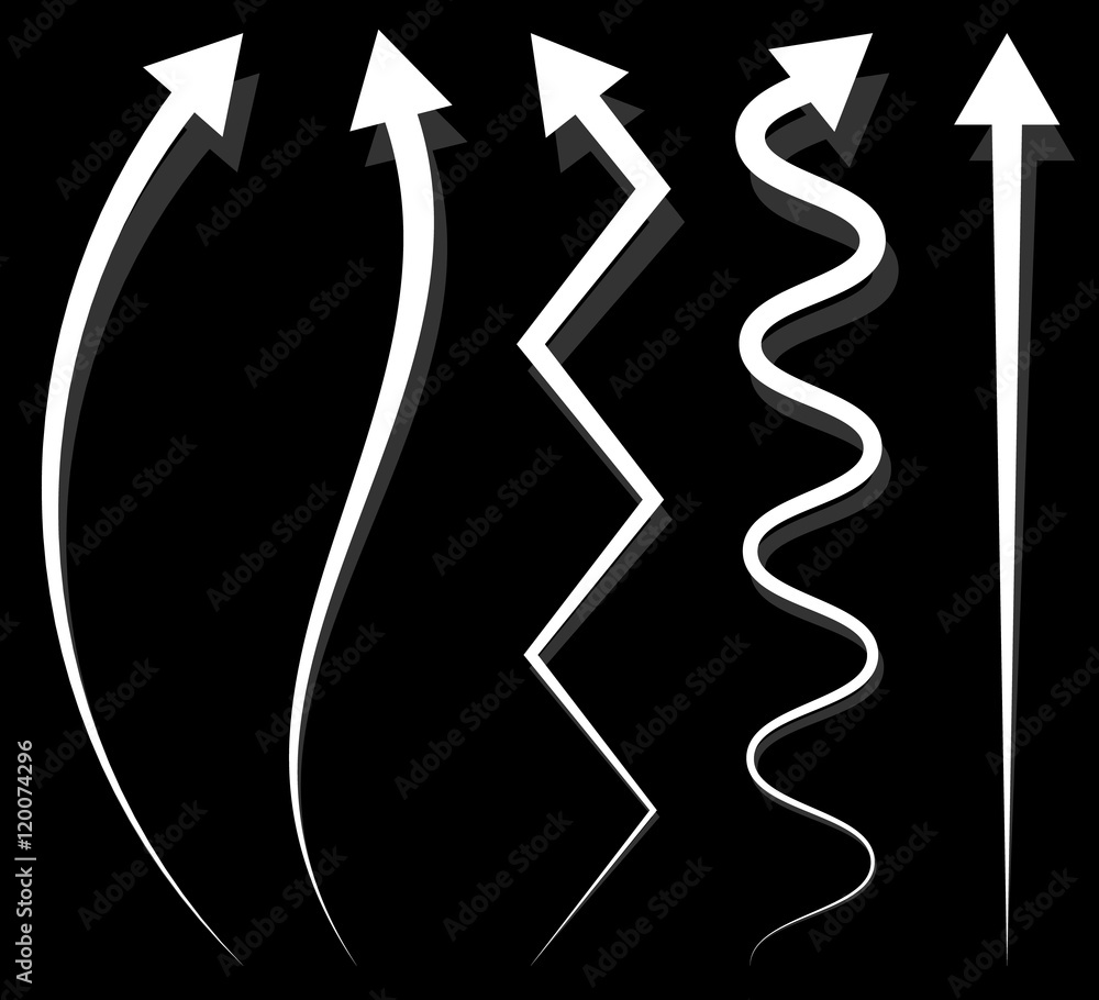 Poster Set of 5 different long, vertical arrow elements with shadow