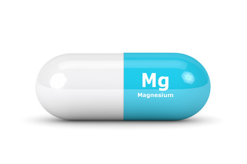 3d rendered magnesium pill over white background - obrazy, fototapety, plakaty