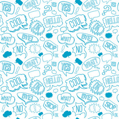 Vector doodle seamless pattern with speech bubbles