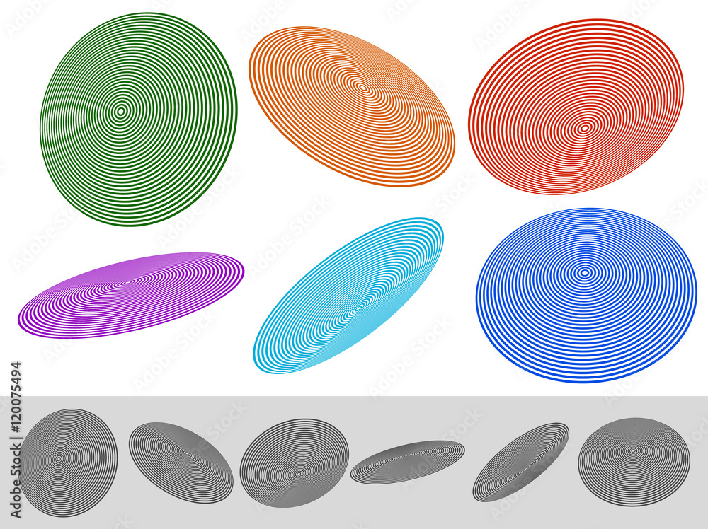 Poster concentric circle elements. radiating, radial circles.