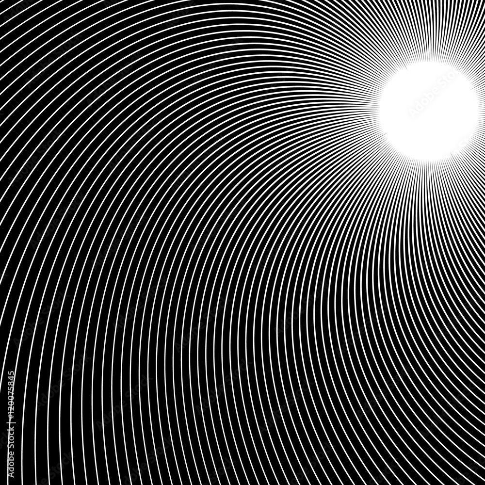 Poster thin dynamic curved lines monochrome geometric pattern
