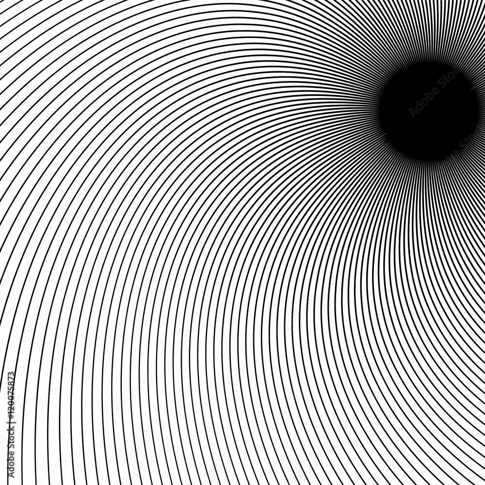 Poster Thin dynamic curved lines monochrome geometric pattern