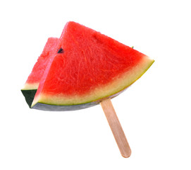 Watermelon slices on white background