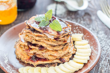 Gluten-free Pancakes with Berries and Maple Syrup