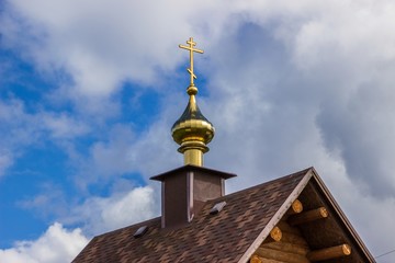 Dome of church of Kornilie-Paleostrovsky monastery on Paliy island, Onega lake, Karelia, Russia