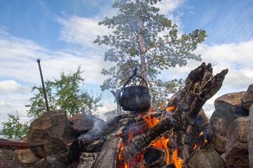 kettle on campfire 