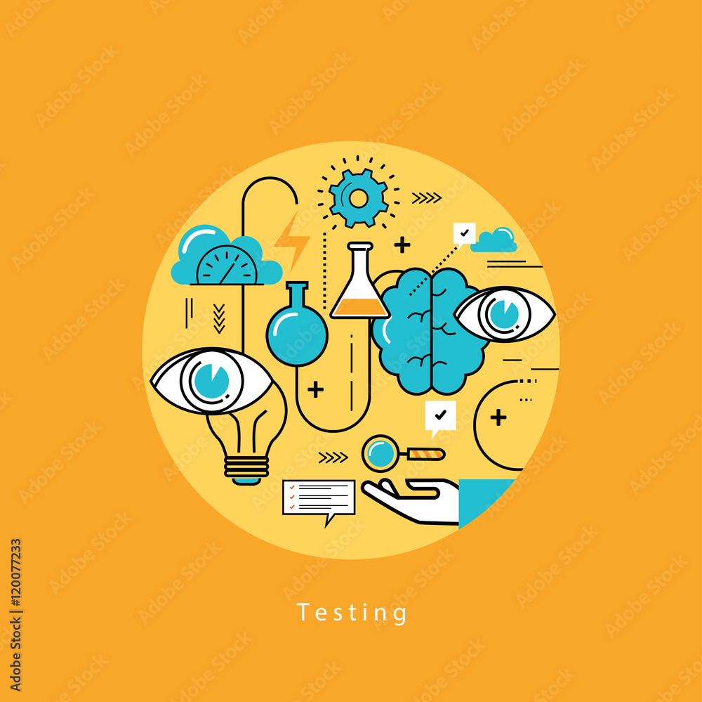 Poster line flat vector business design and infographic elements for website design process, application de