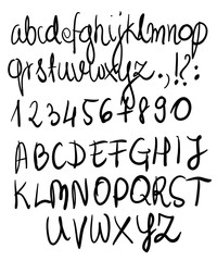 Hand written alphabet and numbers vector