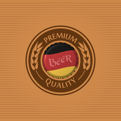 Vector illustration of beer label. Background with  bottle cap.