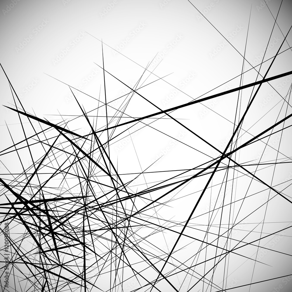 Poster monochrome random chaotic edgy lines abstract artistic pattern