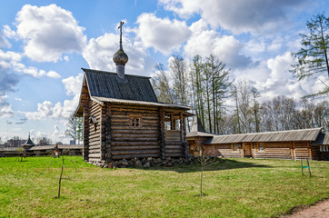 Fototapeta na wymiar Saint Petersburg suburbs, Russia, May 4, 2015. Bogoslovka manor complex. The parish house.