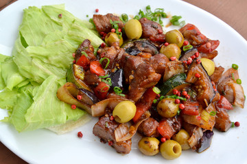 Pork in Italian, stewed with vegetables. Large the plan