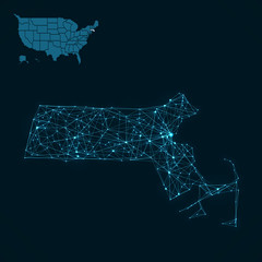 Abstract Massachusetts / USA telecommunication map concept