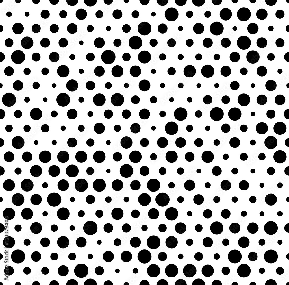Poster seamlessly repeatable pattern with random, irregular dots, circl