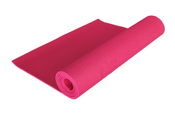 red yoga mat isolated on white