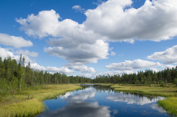 scenic lake with clouds in finland