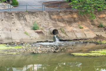 concrete sewer drain pipe dirtม sewage bad water drain to river