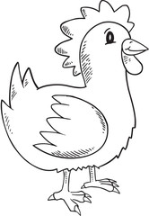 Doodle Chicken Vector Illustration Art