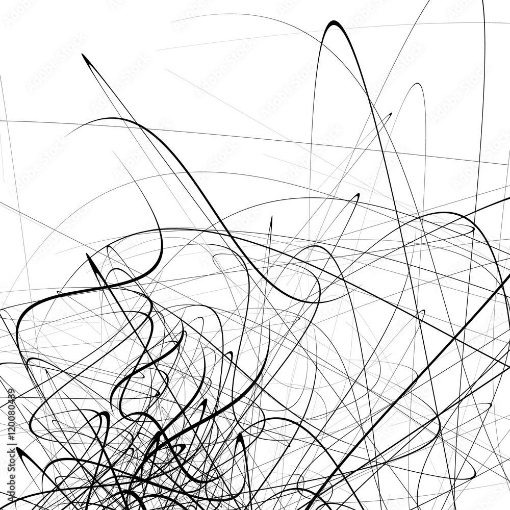 Poster monochrome random chaotic squiggle lines abstract artistic patte