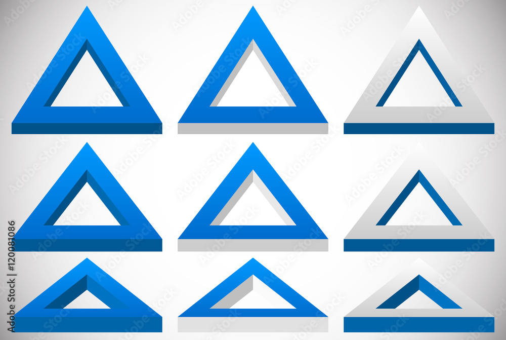 Poster 3d triangle shape in more colors set at different angles