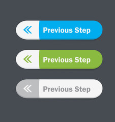 Set of vector web interface oval buttons. Previous step.