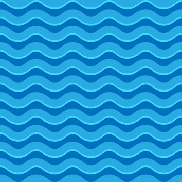 Wavy lines seamless repeatable pattern in aqua, blue colors