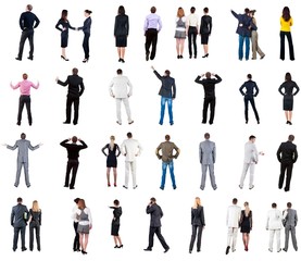 collection "Back view of  business people". Rear view people collection. backside view of person. Isolated over white background. couples, teams, and people engaged in office work alone