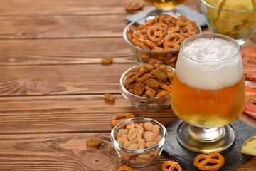 Fresh beer and snacks