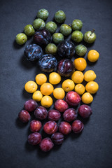 plums on dark background